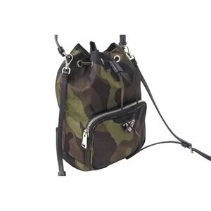 Prada Handbag Leather Drawstring Logo Camouflage Triangle